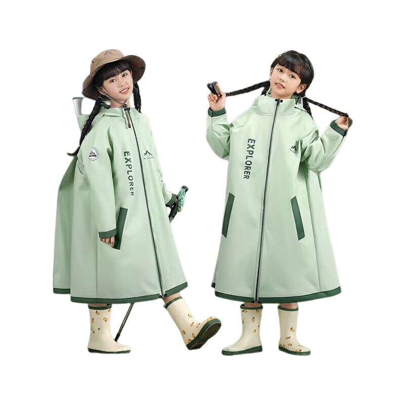 Beimei Children's Raincoat, Full-Length Style for Boys And Girls, Heavy-Duty Protection against Storms, Specially Designed for Primary And Secondary School Students, with Extra Large Backpack Space, Rain Poncho
