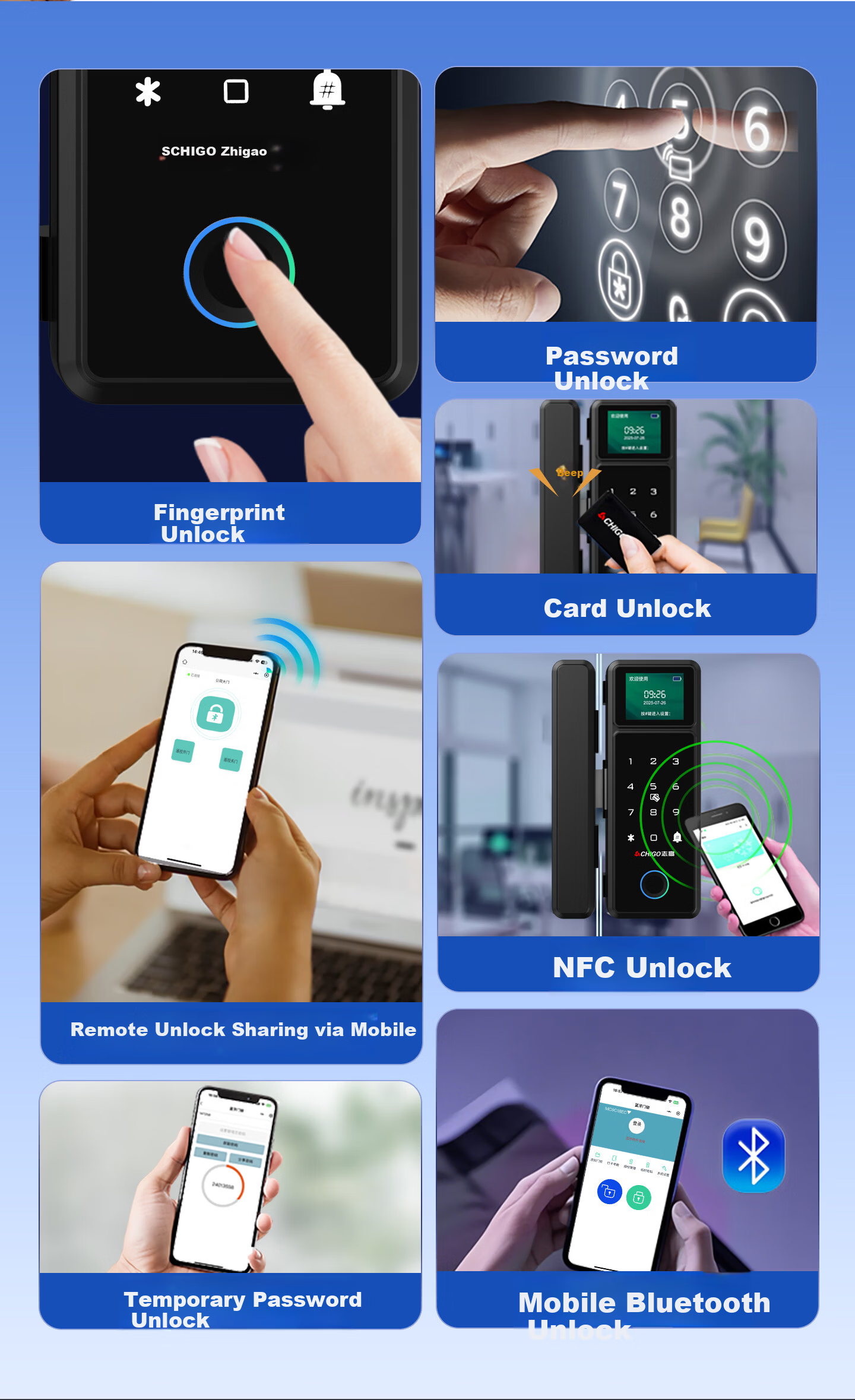 CHIGO Glass Door Fingerprint Lock No Drilling Office Password Lock Single and Double Door Smart Electronic Access Control Lock 5