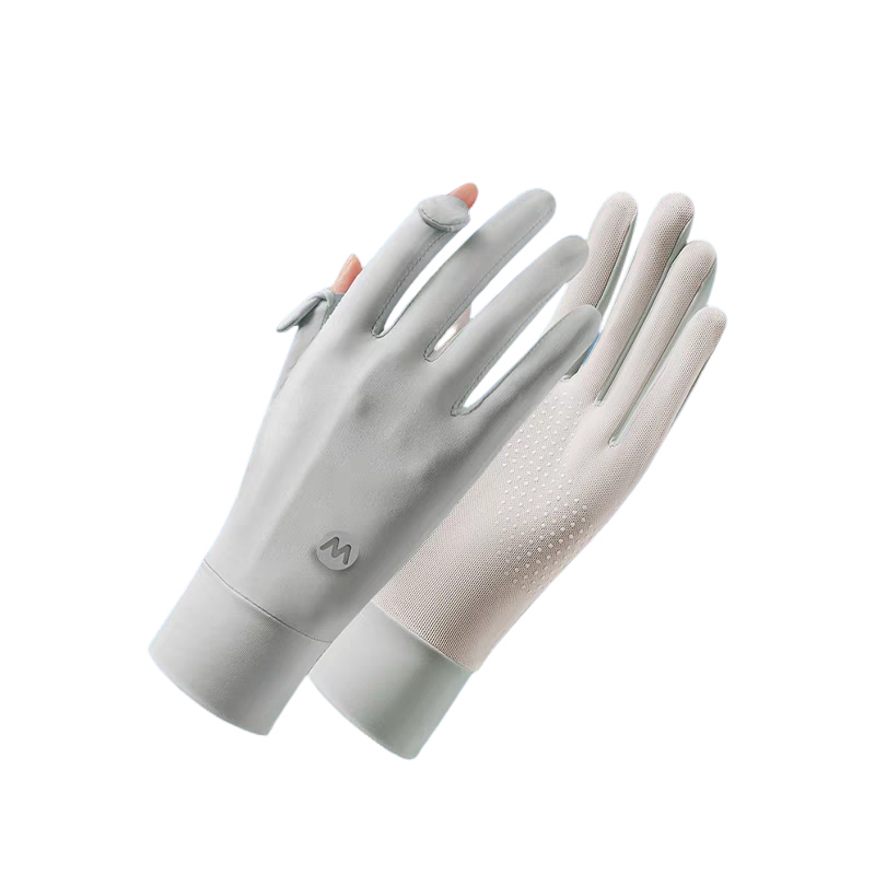 FitonTon Women's Outdoor Summer Sunscreen Gloves Thin Anti-Slip Fingerless Touchscreen Gloves for Driving Cycling Delivery Men