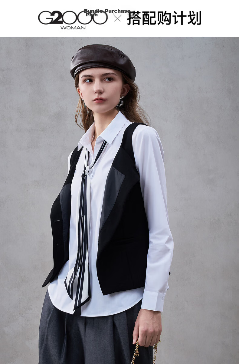 G2000 Women's Long Sleeve Commuter Shirt Cotton Blend with Tie Included All-Season Mall Edition 1