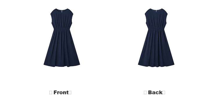 Demana [Elegance Companion] Summer Commuter Style Round Neck High Waist Cap Sleeve Lightweight Draped Mid-Length Women's Dress 16