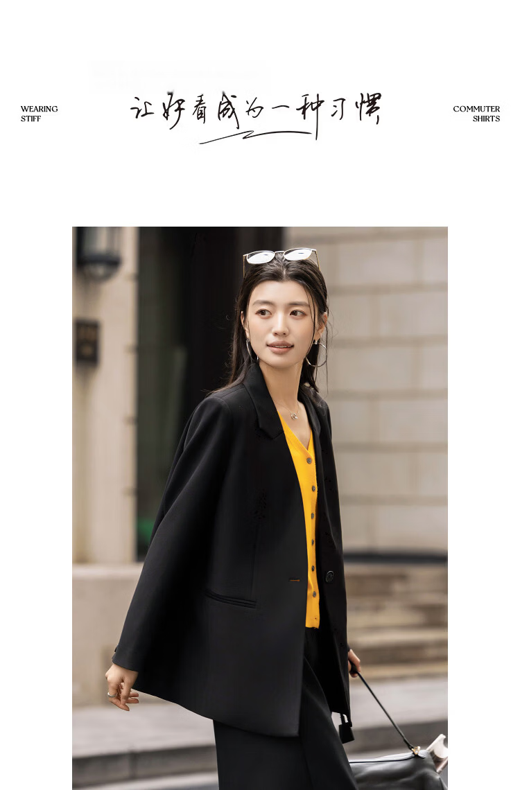 Demana [Smart Elegance] Spring Business Commuter Single-Button Double Piped Pocket Women's Blazer Jacket 13