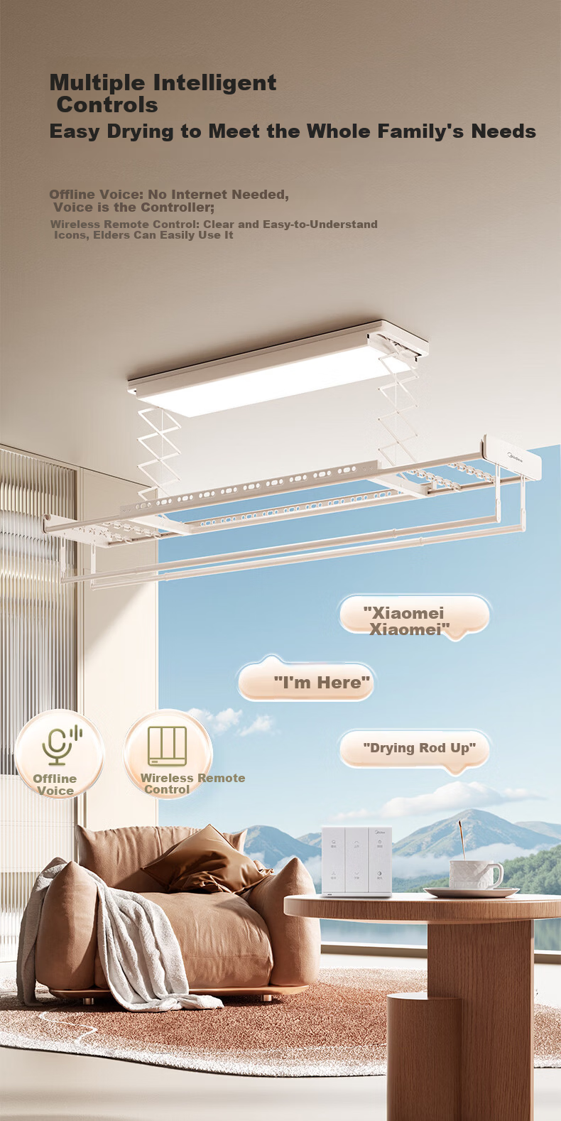 Midea Electric Clothes Drying Rack Smart Voice-Controlled Lift Ultra-Thin Dryer DH01LMAX 10
