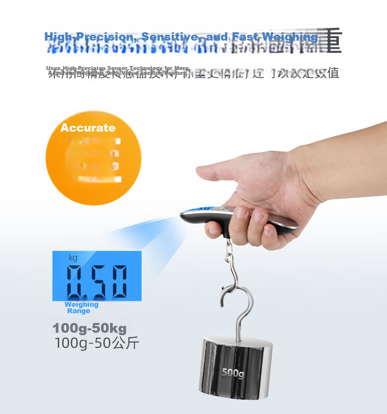 Jingmao High Precision Portable Electronic Hanging Scale Mini Accurate Hook Scale Luggage Weight Fish Scale for Home Use 2
