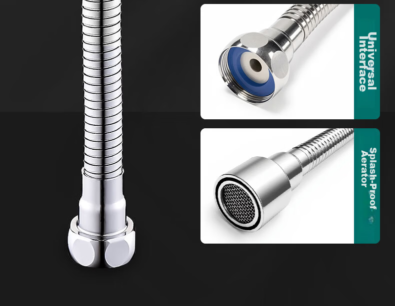 KEGOO Faucet Extender Universal Splash-Proof Connector Filter Aerator Swivel Extension Hose Universal Nozzle K5153 12