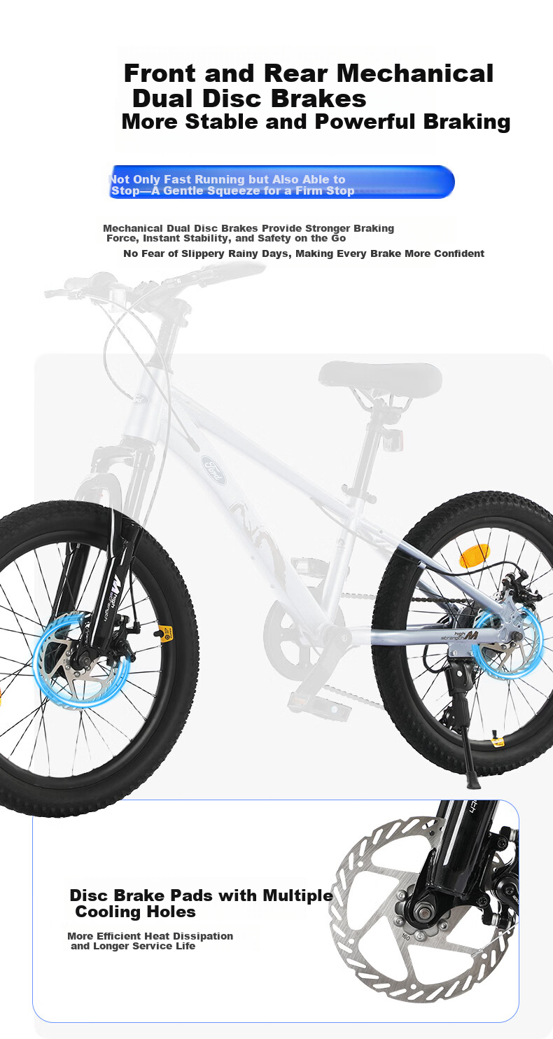 Ford Kids Mountain Bike Boys and Girls Student Pedal Bike 6-15 Years Old TX550 20-inch Cool Shadow Black 9