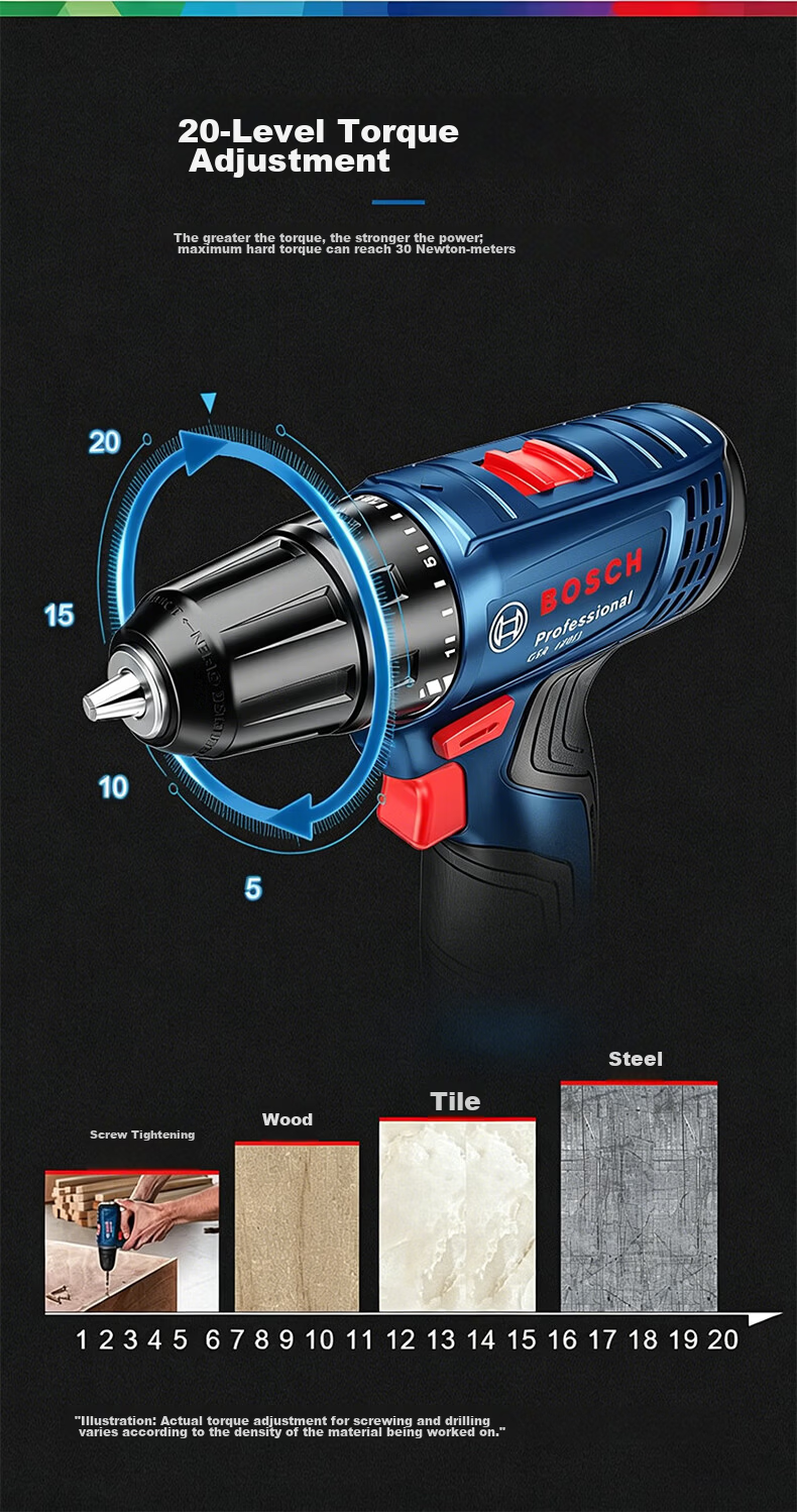 BOSCH GSR120-Li Cordless Electric Drill Lithium Battery Rechargeable Screwdriver Power Tool Single Battery 9