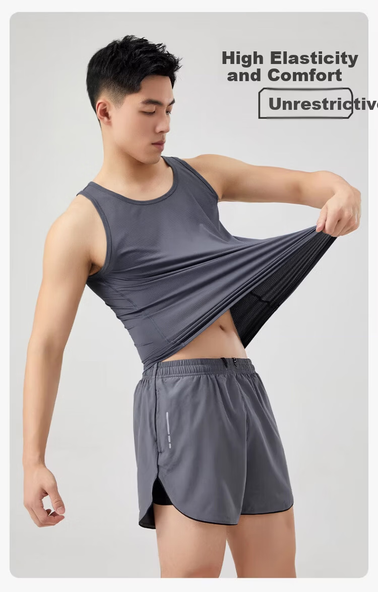 Langsha Men's Narrow Shoulder Vest Summer Thin Fitness Running Mesh Ice Silk Quick-Dry Sleeveless T-Shirt 7