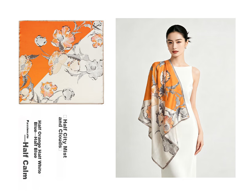 Baoshelan 90cm Silk Square Scarf Women 100% Mulberry Silk Scarf Spring Summer New Carriage Ballad Gift for Bestie Birthday 8