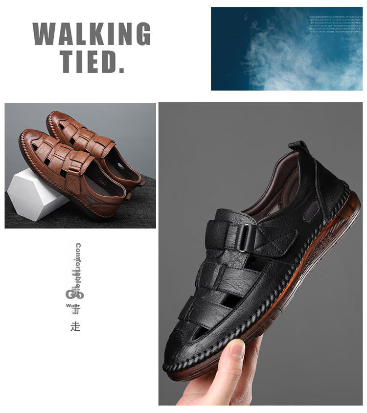 Jingzhenlianggong New Casual Sandals High-Quality Ultra-Soft Men's Breathable Sandals Wear-Resistant Non-Slip Black [Upgraded Version] Size 39 5