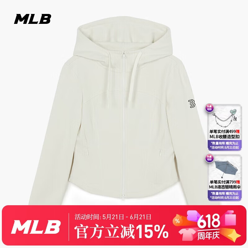 MLB Women's Casual Sports Warm Slim Fit Hooded Sweatshirt Jacket 26 Spring New 3FTRB1561-43CRS-M