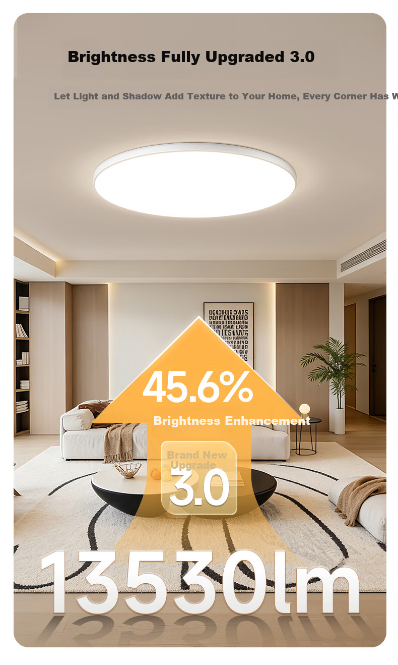 Huipu Eye-Protecting Round Ceiling Light for Living Room, Simple Guangdong Zhongshan Lighting Fixture, Zhenzhiguang 8