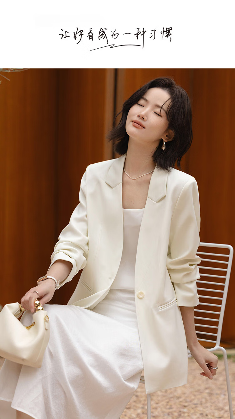 Demana [Smart Elegance] Spring Business Commuter Single-Button Double Piped Pocket Women's Blazer Jacket 1