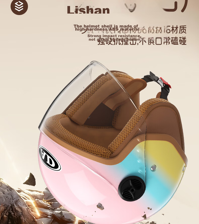 AD New National Standard 3C Certified Electric Vehicle Helmet Unisex Four-Season Universal Electric Bike Safety Helmet Women's Winter Warm Neck Warmer Half Helmet Class A Motorcycle Helmet 519 Rainbow 13
