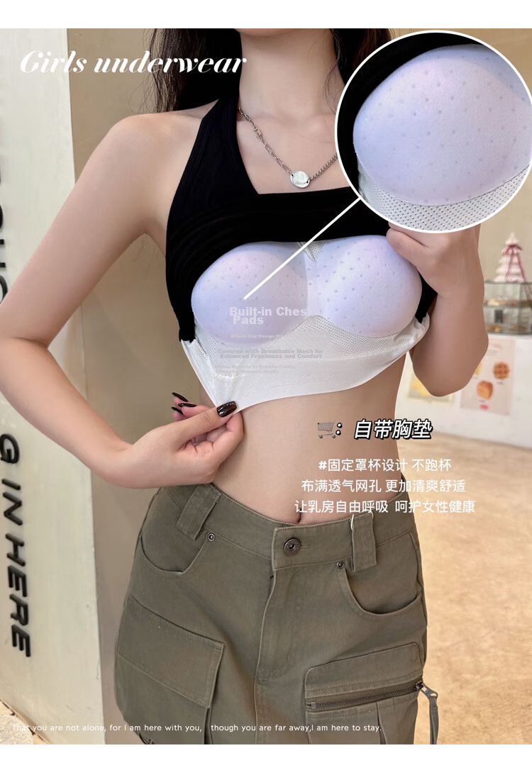 Free Style Halter Neck Tank Top for Women Summer New Padded Chest Sleeveless Sports Fitness U-Neck Back Shirt 5