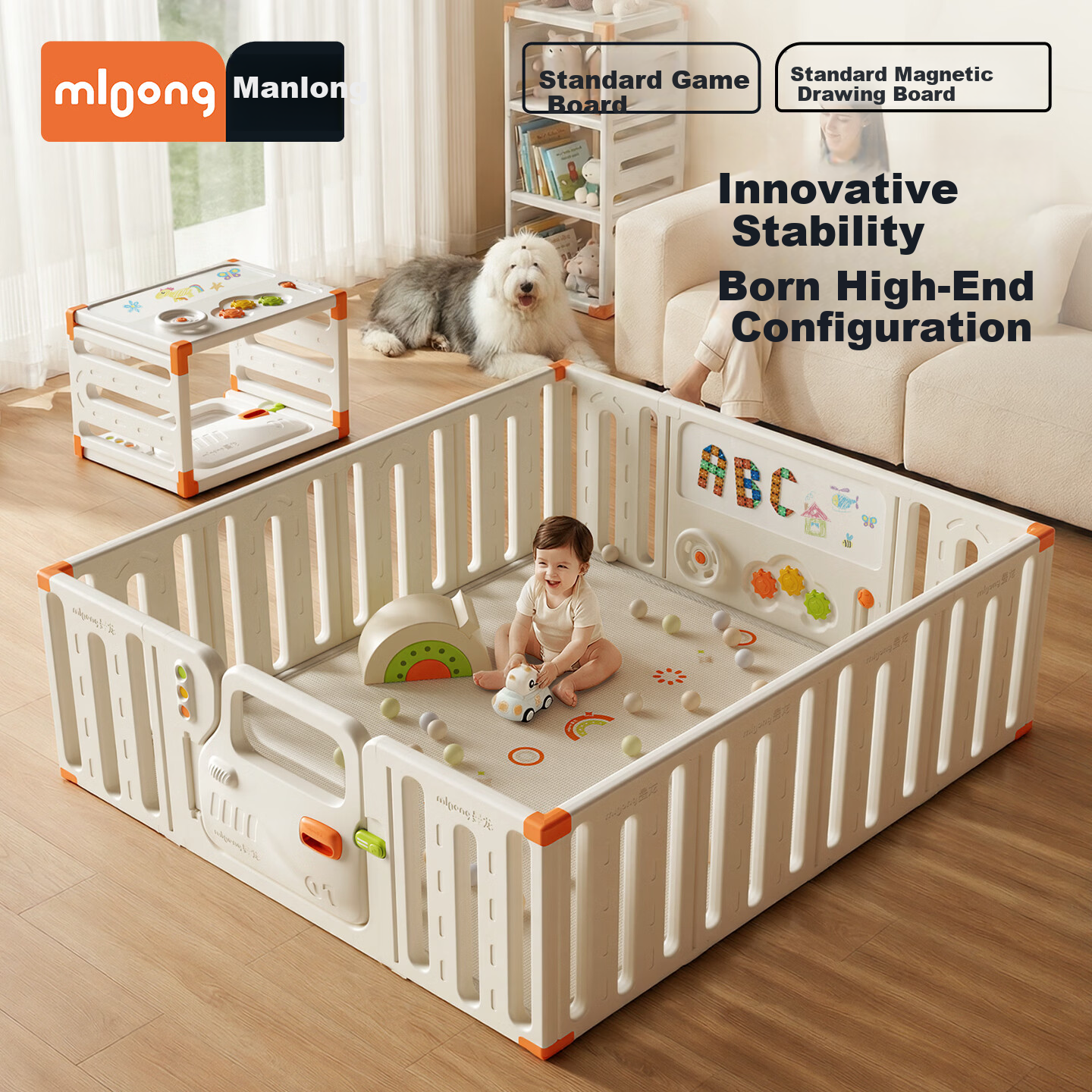 Manlong Dream Car Fence Baby Safety Gate Home Living Room Crawling Mat Floor Walker Guardrail 10+2