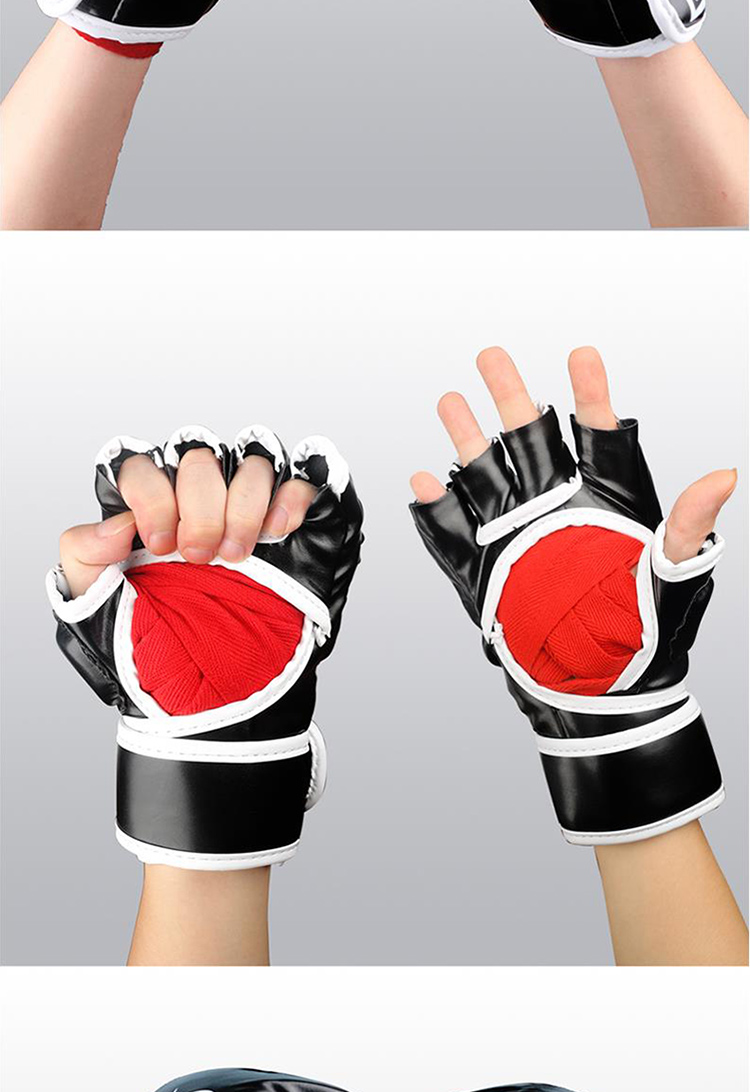 Jingpai Boxing Gloves, Fingerless Gloves, Fighting And Sanda Training Gloves, Breathable Gloves for Men And Women, Adult Use, Black, 10OZ 13
