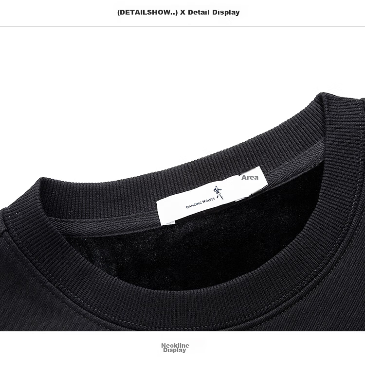 Dancing with Wolves [Fleece Lined Warm] Trendy Printed Crew Neck Pullover Skin-Friendly Comfortable Men's Sweatshirt 001 Black S 9