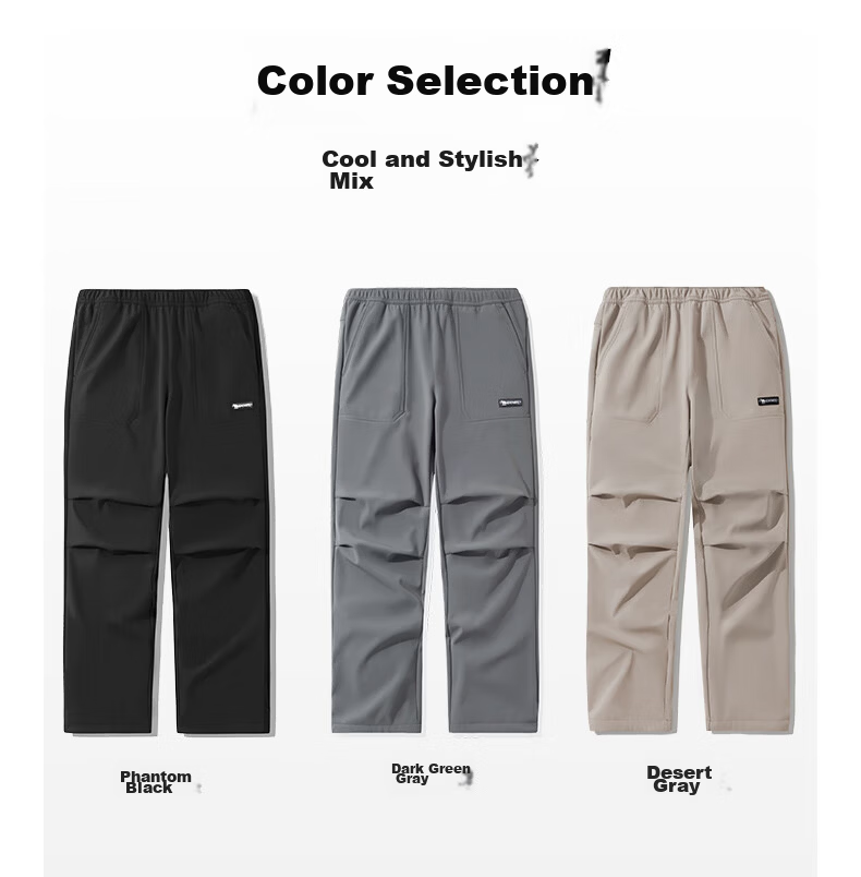 CAMEL Women's Softshell Outdoor Pants Spring Autumn Fleece-Lined Wide-Leg Water-Repellent Lightweight Work Pants 16