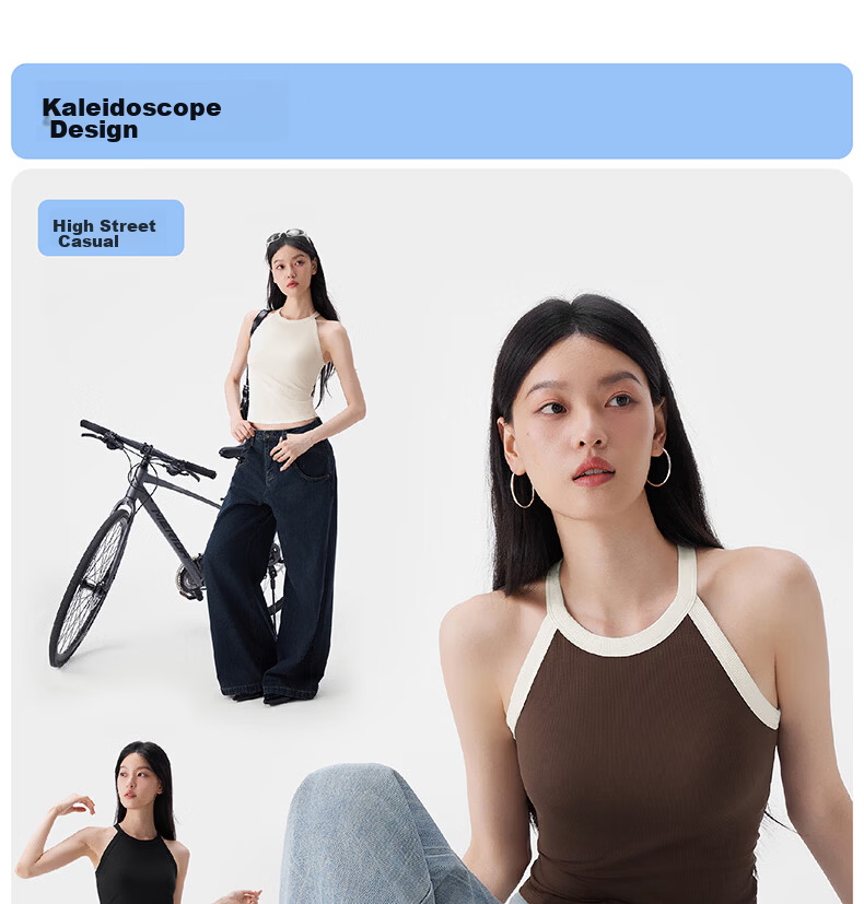 Half-Lined Cooling Padded Halter Tank Top for Women Slim Fit with Built-in Bra Pad Dark Chocolate Black S 13