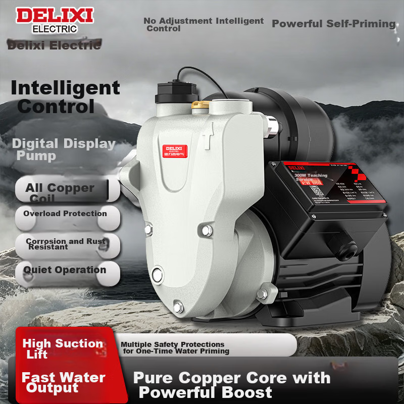 Delixi Intelligent Self-Priming Digital Display Booster Pump Fully Automatic Household Quiet Booster Pump Solar Water Heater Whole House Booster Pump
