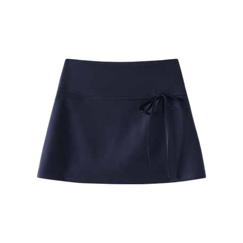 Baleno Lace-Up A-Line Skirt for Women 2026 New High-Waist Slimming Hip-Covering Pear-Shaped Body Petite Bodycon Mini Skirt