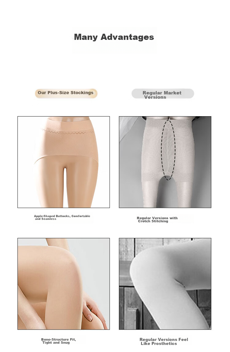 Afandi【Plus Size】Ultra-thin Bare Leg Magic Spring Summer Sheer Anti-Snag No-Crotch Tights Pantyhose 11