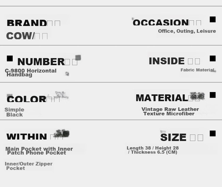 COW Briefcase, Men's Handbag, Large Capacity, Casual Business Bag, Tote Bag, C-9808, 14 Inches 3