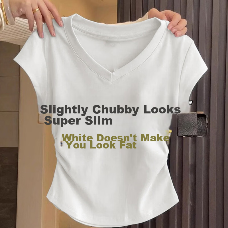 Caramella Plus Size Slim Fit Waist Tummy Control Shoulder Short Sleeve Summer T-Shirt for Women