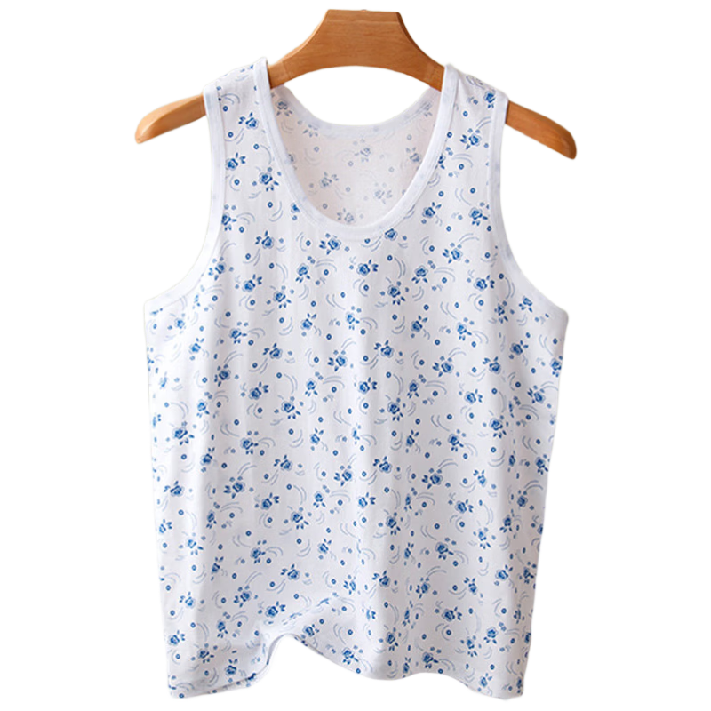 Borui Middle-Aged and Elderly Pure Cotton Vest Plus Size Loose Fit Summer Thin Undershirt for Moms