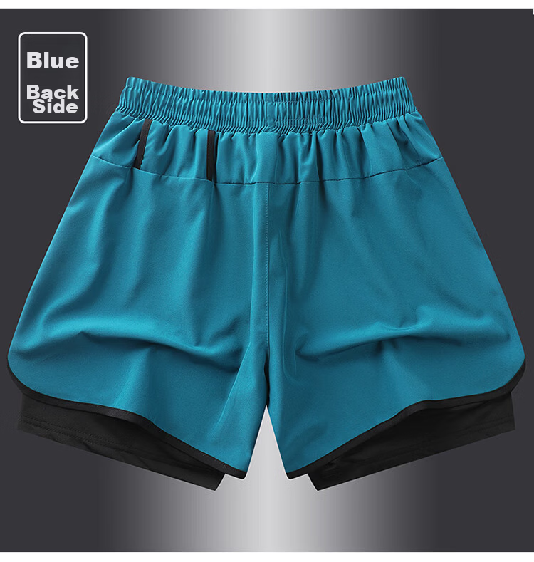 TUCANO Men's Breathable Cooling Quick-Dry Outdoor Sports Running 3D Fake Two-Piece Shorts Black 3XL 18