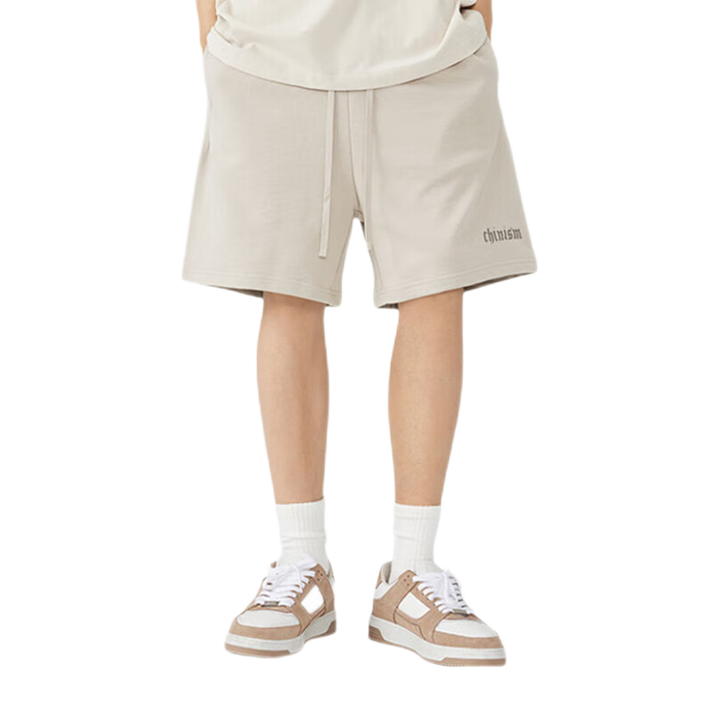 CHINISM Ch Short Pants for Men, Summer Simple Pure Cotton Knit Trendy Casual Sports Shorts, Knee-Length Pants CJ2212Y6037