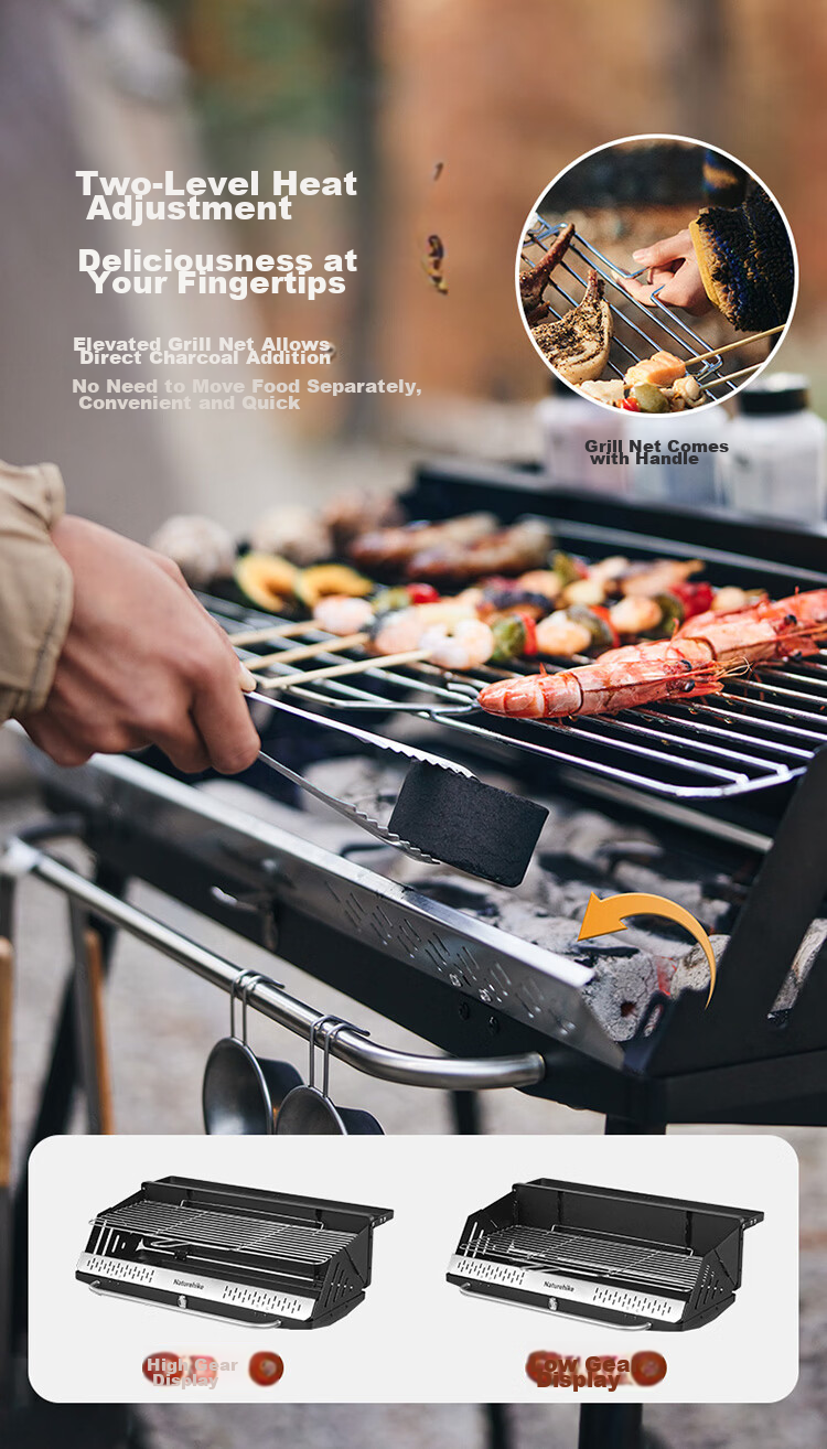 Naturehike Portable Foldable Vertical Charcoal BBQ Grill Outdoor Camping Barbecue Rack for 5-10 People 9