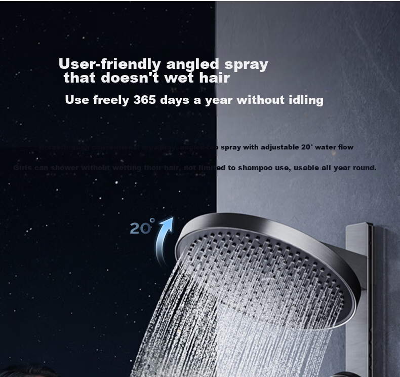 JOMOO Shower Faucet Set Piano Key Square Tube Curved Shower Head 36709-A66/HBS-1 22