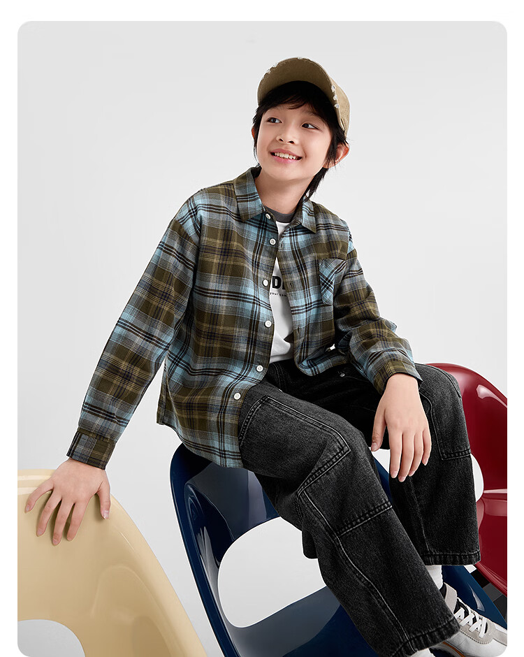 Balabala Kids Long Sleeve Shirt Baby Clothes Boys Girls 2026 New Spring Plaid Shirt Jacket 21