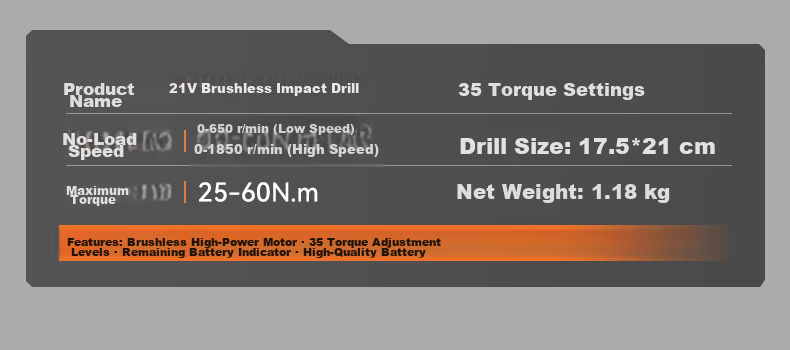 Comais Brushless Impact Electric Drill Cordless Screwdriver Rechargeable Lithium Drill Home Hand Drill Tool Kit Set 23