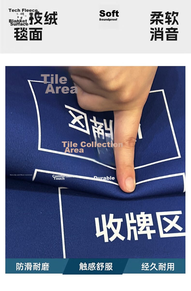 Cat Box High-End Custom Guandan Tablecloth Silicone Thickened Soundproof Non-Slip Mahjong Table Mat Blue 4