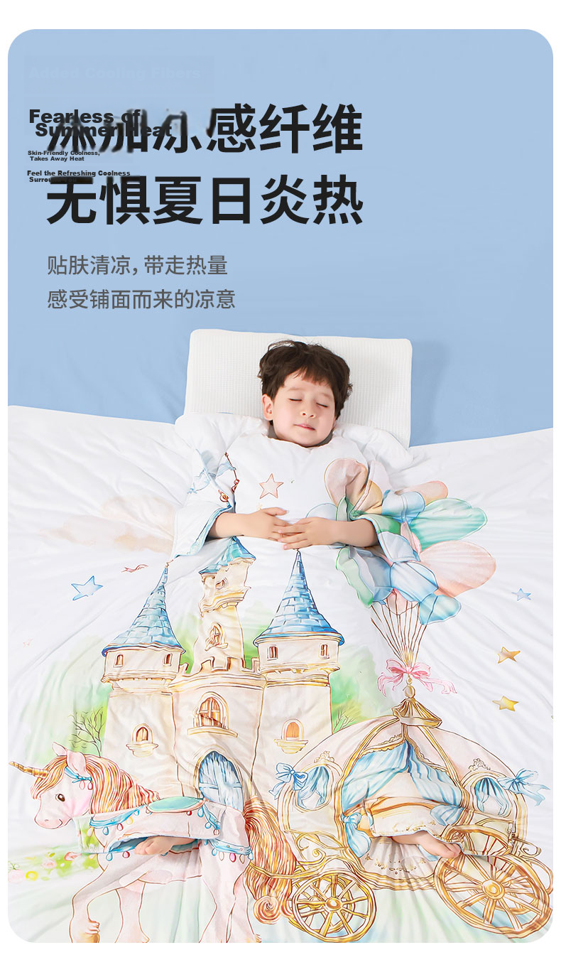 Nanjiren Kids Anti-Kick Quilt Large Child Hugging Quilt Cooling Baby One-Piece Belly Protection Sleeping Bag 150*150cm 7