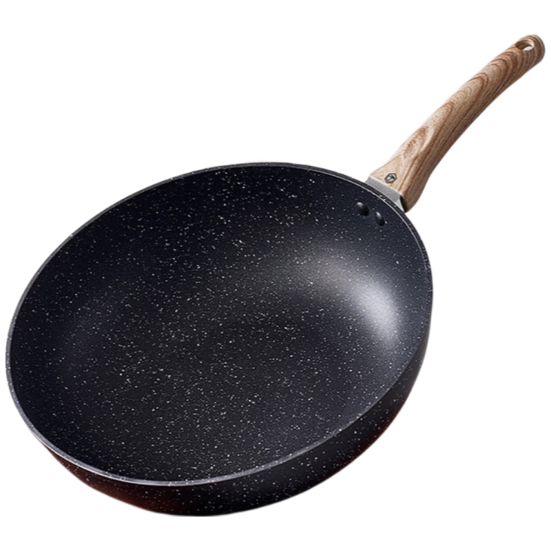 JD Original Non-Stick Wok, Maifanshi Color Cooking Pan for Induction And Gas Stoves, Flat Bottom Frying Pan 30cm, Spatula Included
