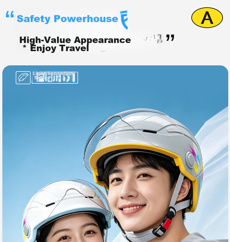 AD New National Standard Class A 3C Certified Electric Vehicle Helmet for Men and Women Summer Lightweight Safety Cap Four-Season Universal Motorcycle Half Helmet Ultra-Light Integrated Molding 212 Pi 28