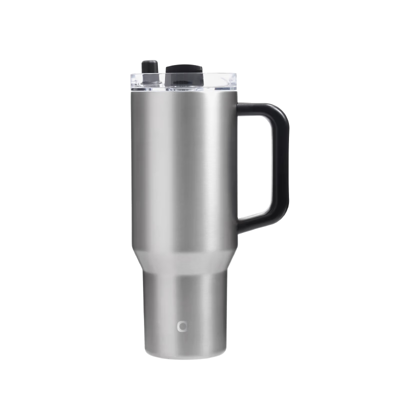 JD Original Large Capacity Straw Insulated Cup, 316L Stainless Steel Ice King Cup for Men And Women, Desktop Office Water Bottle, 1.2L, Metallic Gray