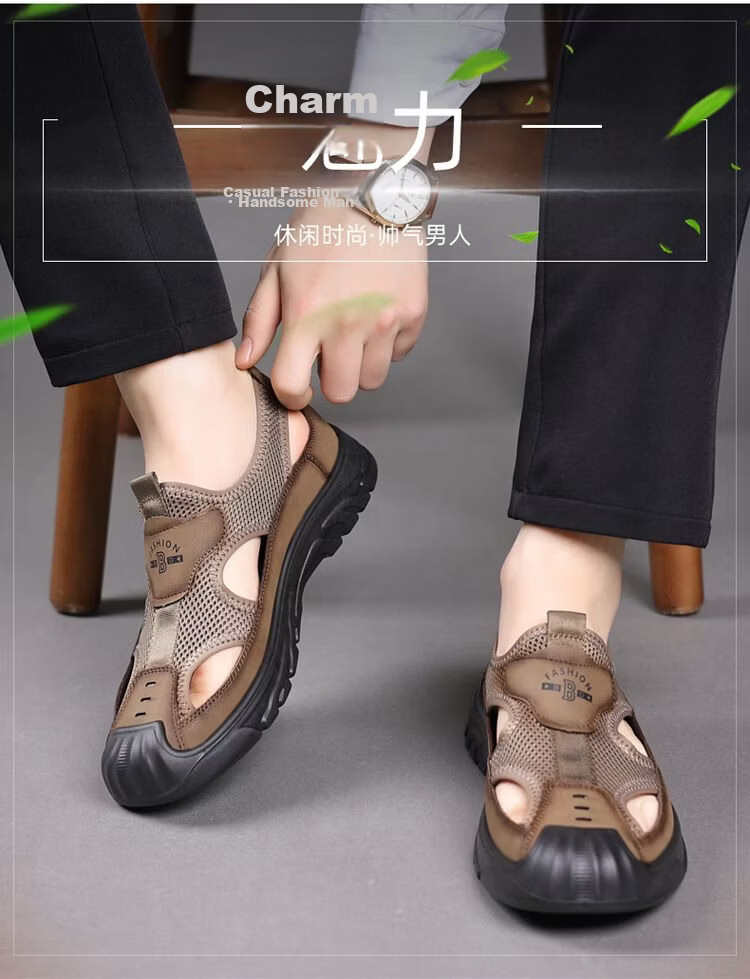Jingzhenlianggong New Casual Sandals High-Quality Ultra-Soft Men's Breathable Sandals Wear-Resistant Non-Slip Dark Brown [Water-Resistant] Size 41 10