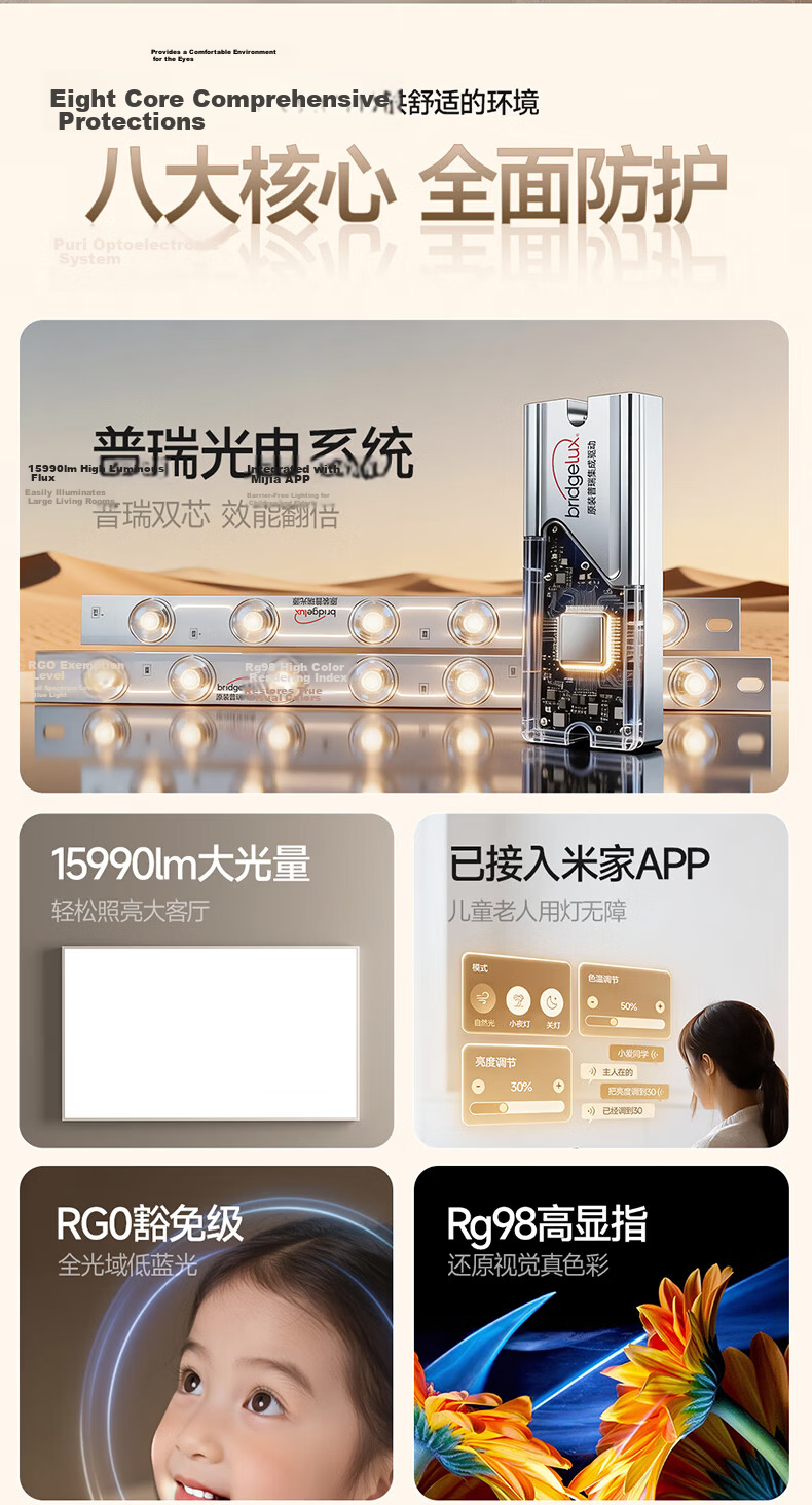 Huipu Ceiling Light, Living Room Lamp, Puli Guang Electric Eye Protection, Ultra-Thin Simple Smart Control Bedroom Light, Whole House Lighting Set, Chenzhi Guang 2
