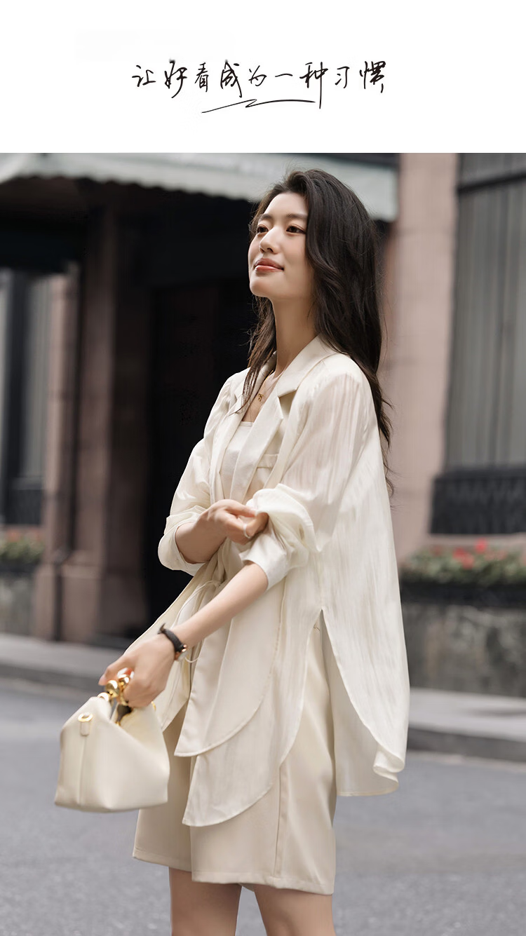 Demana [Smooth Lyocell] Spring Elegant Notched Lapel Loose Irregular Hem Petite Women's Blazer Jacket 1