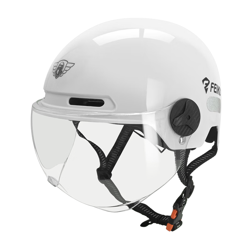 FEIKO AI Smart Electric Motorcycle Helmet 3C Certified Safety Half Helmet with Bluetooth Headset Unisex Four-Season White L