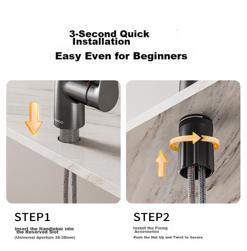 JOMOO Kitchen Faucet Dual Control Hot and Cold Pull-Out Brass Sink Faucet 33255 34