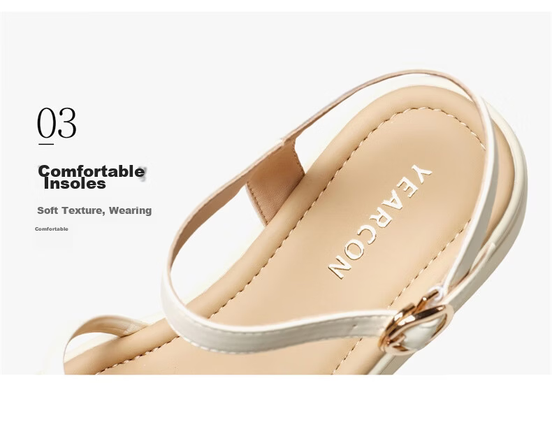 Eierkang Women's Fairy Style Wedge Sandals with Skirt, Beach Shoes, Thick Sole Roman Sandals 29011W Off-White Size 39 9