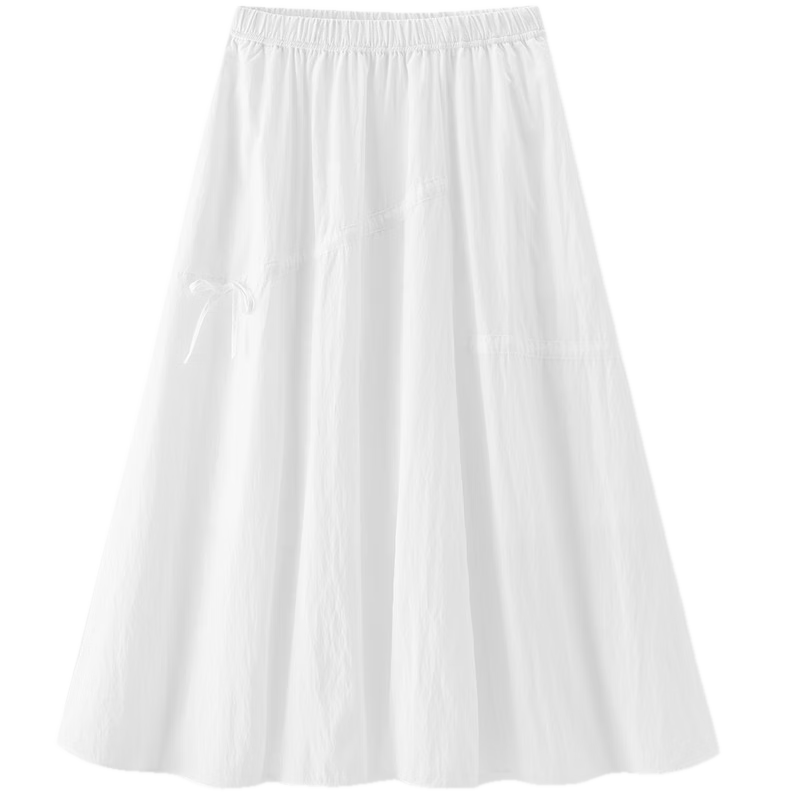 Semir Mall Same Style | Women's Summer 2026 Elegant Bowknot Long Skirt Pure White A-Line Skirt 101326120011