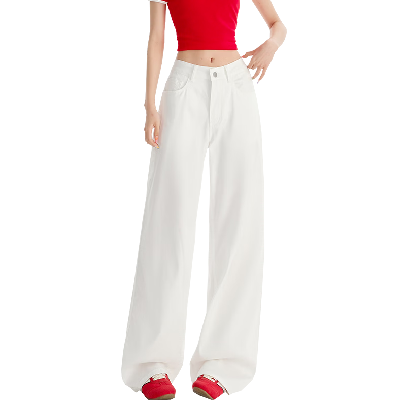 Jeanswest Women's Summer Thin Tencel Wide-Leg High-Waist Draped Ice Silk Straight-Leg Floor-Length Pink-Purple Tencel Pants L