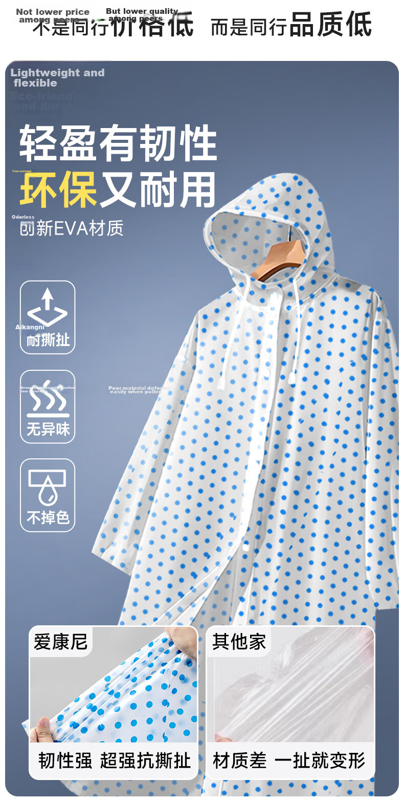 Spapani Electric Vehicle Raincoat Reusable Long Thickened Anti-Storm Raincoat for Hiking Adult Concert Mountaineering Travel Portable 6